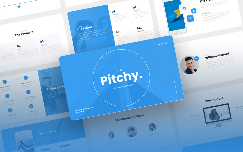 Pitchy - Многоцелевой Pitch Deck Шаблоны презентаций PowerPoint