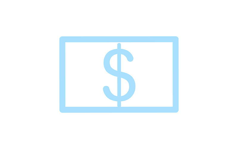 Elemento de vector de color semi plano de silueta de billete azul