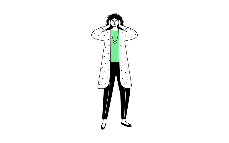 具有听觉过载半平面彩色矢量特征的年轻女性