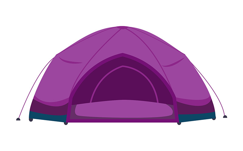 Namiot kempingowy pół płaski kolor obiektu wektorowego