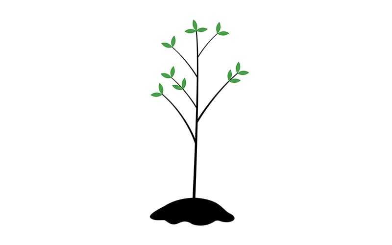 Plantación de plántulas de árboles objeto de vector de color semiplano
