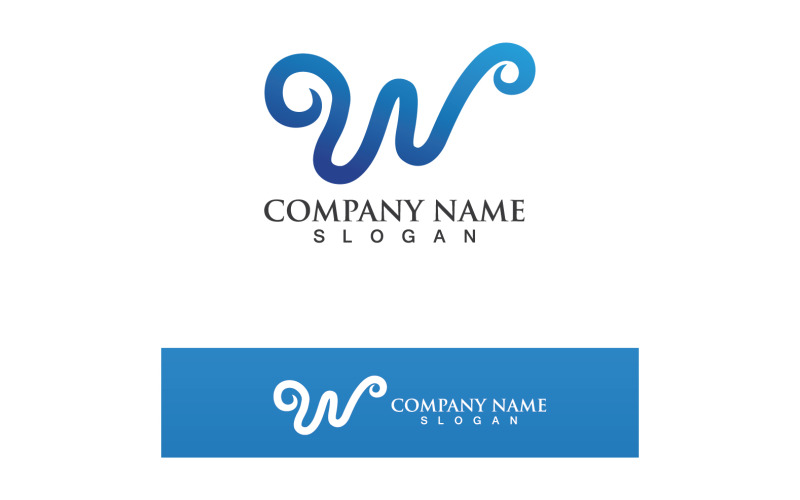 W Business Letter Logo Vector Elemento V5