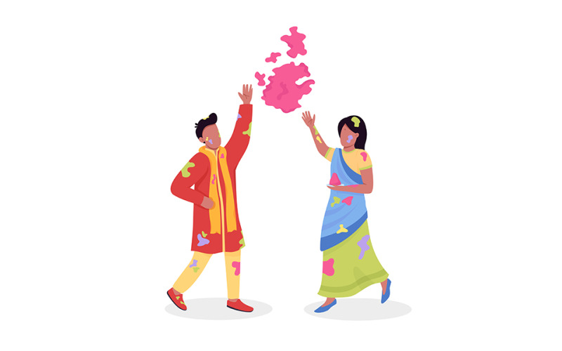 Paar vieren Holi semi-egale kleur vector tekens