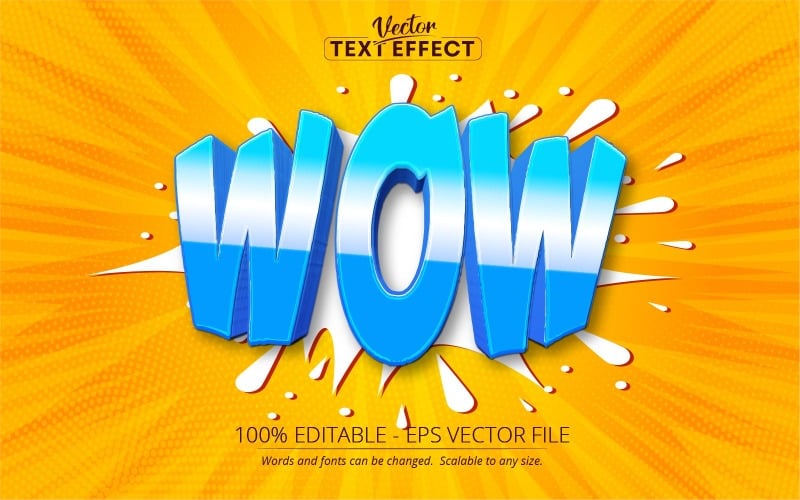 Wow - Editable Text Effect, Cartoon Text Style, Graphics Illustration