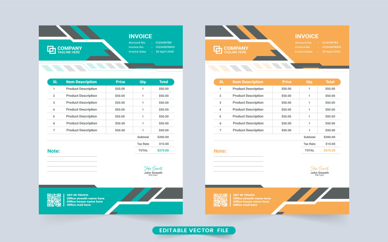 Business invoice and voucher template