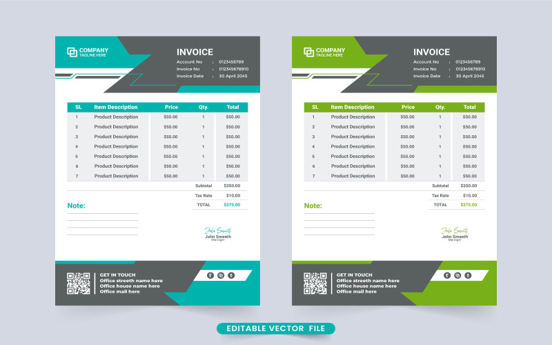 Diseño creativo de facturas para empresas.