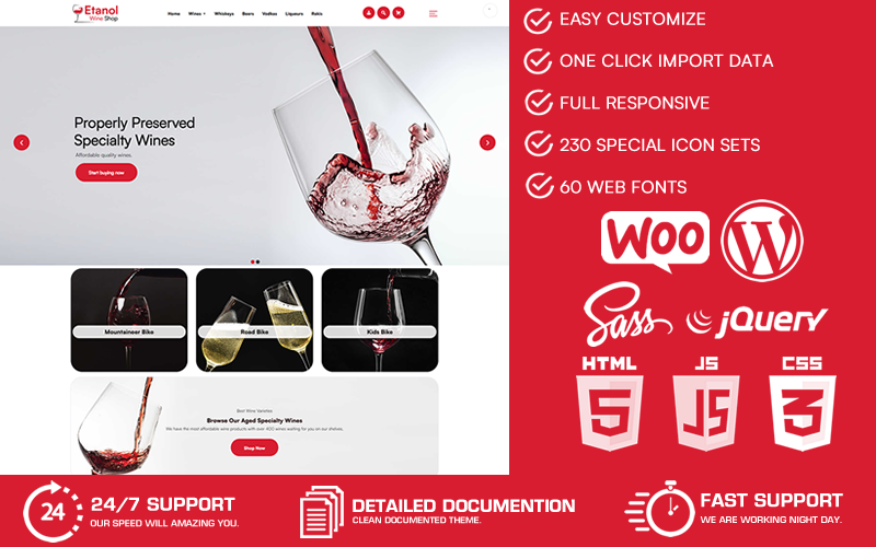 Etanol - Şarap Dükkanı WooCommerce WordPress Teması