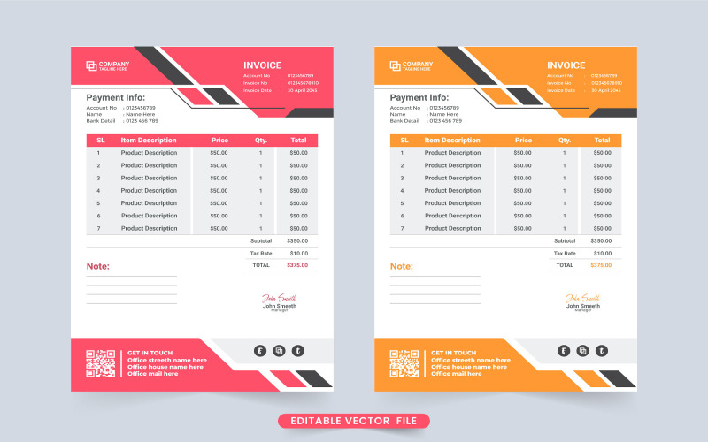 Modern business voucher and invoice