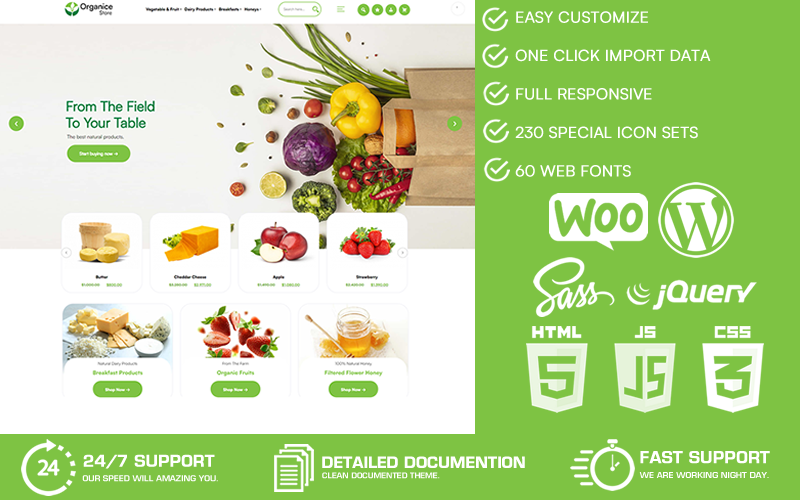 Organice — магазин органических продуктов WooCommerce WordPress Store