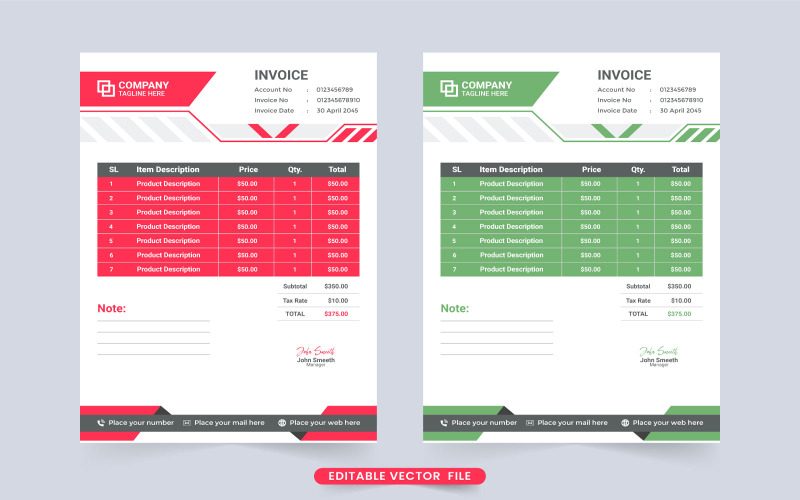 Professional invoice template vector - TemplateMonster