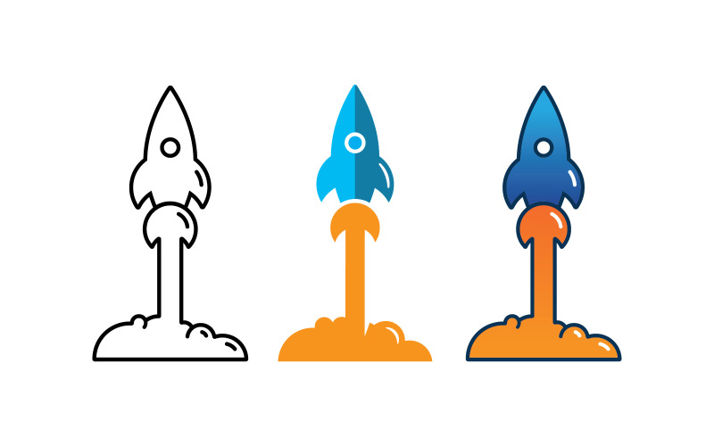 Modèle de fusée Vector Icon Illustration Design V3