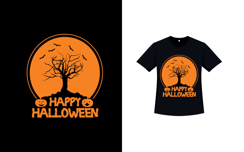 Projekt koszulki z sylwetką drzewa Halloween