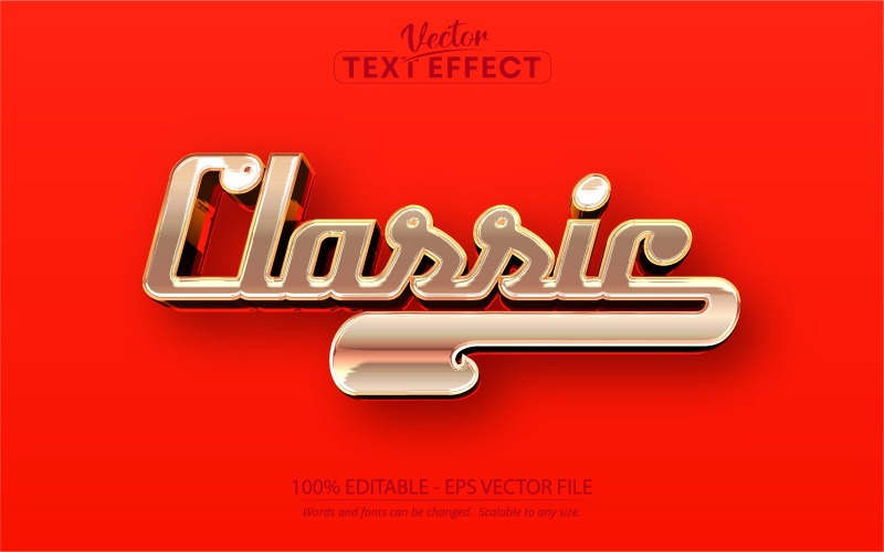 Classic - Bearbeitbarer Texteffekt, Classic Car Gold Text Style, Grafikillustration