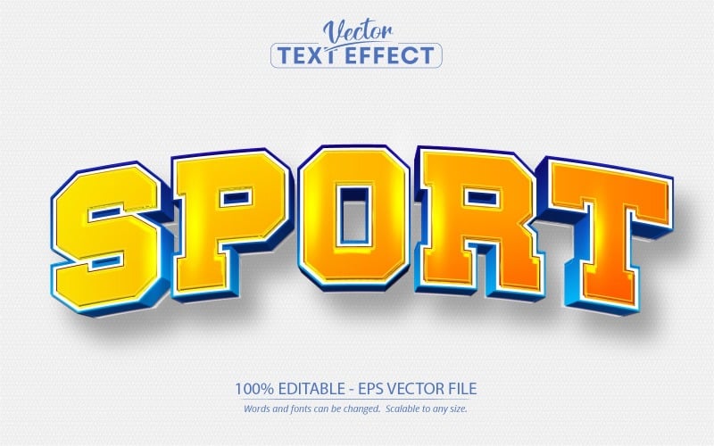 Deporte: efecto de texto editable, estilo de texto de fútbol y equipo, ilustración gráfica