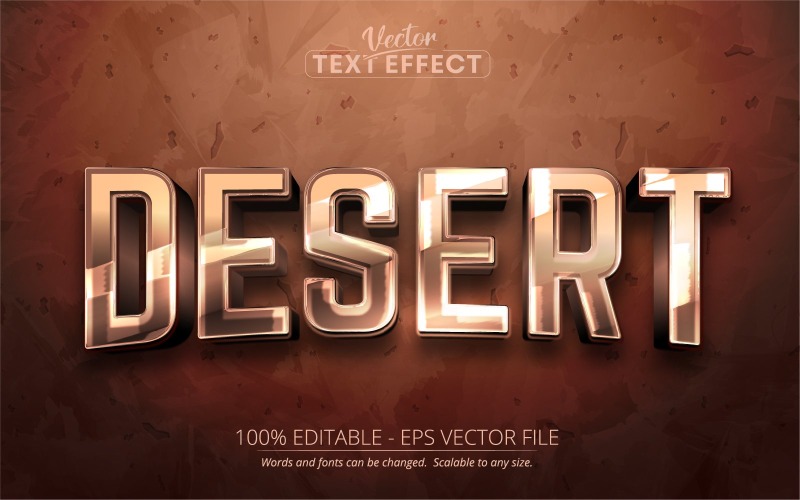 Désert - Effet de texte modifiable, style de texte ancien et brillant, illustration graphique