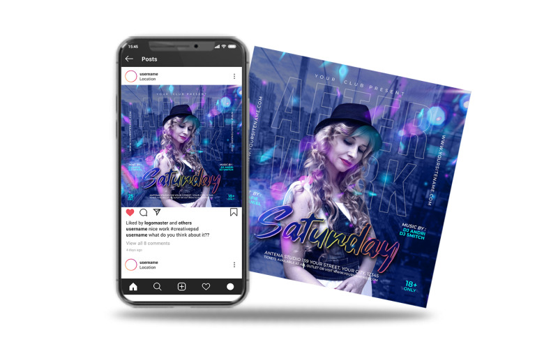 Instagram post night club #272540 - TemplateMonster