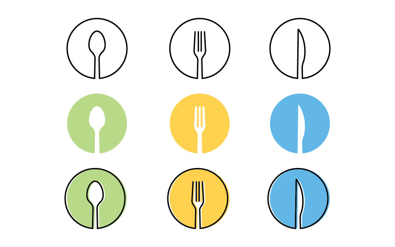 Логотип ресторану з піктограмою ложки та виделки V1