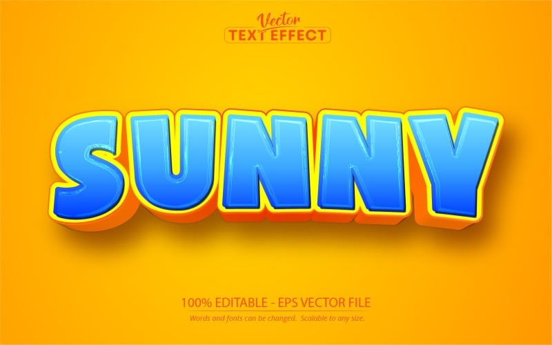 Sunny - redigerbar texteffekt, tecknad textstil, grafikillustration