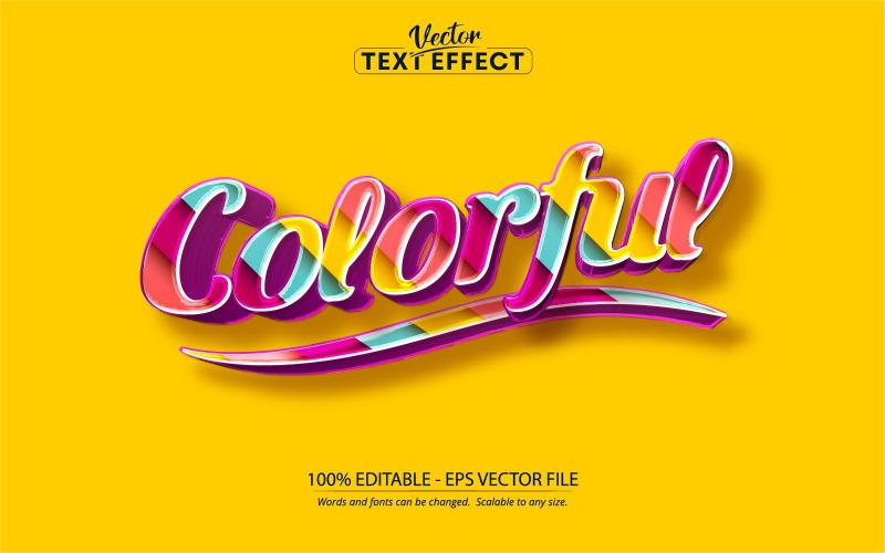 Colorato - Effetto testo modificabile, stile testo fumetto e fumetto multicolore, illustrazione grafica