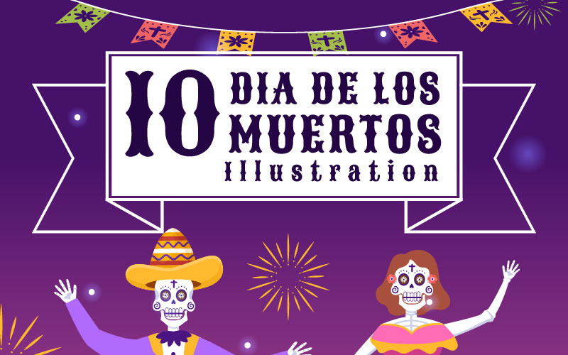 10 Dia De Los Muertos veya Ölülerin Günü İllüstrasyonu
