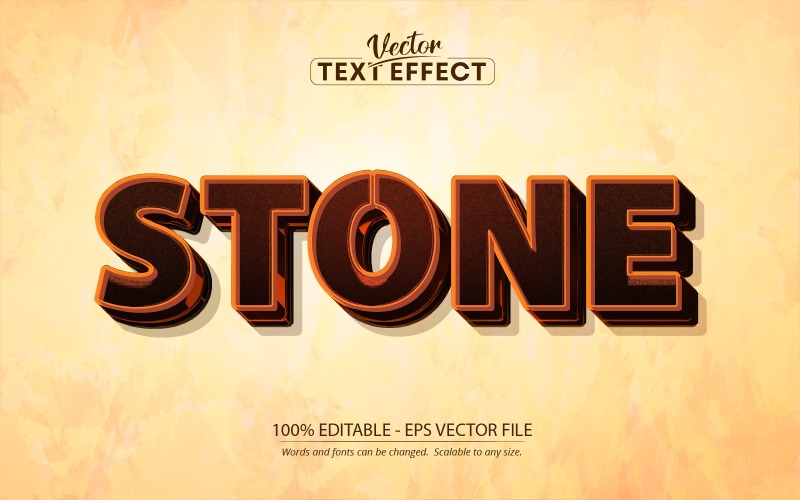 Stone - Efeito de texto editável, estilo de texto de jogo de quadrinhos e desenho animado, ilustração gráfica