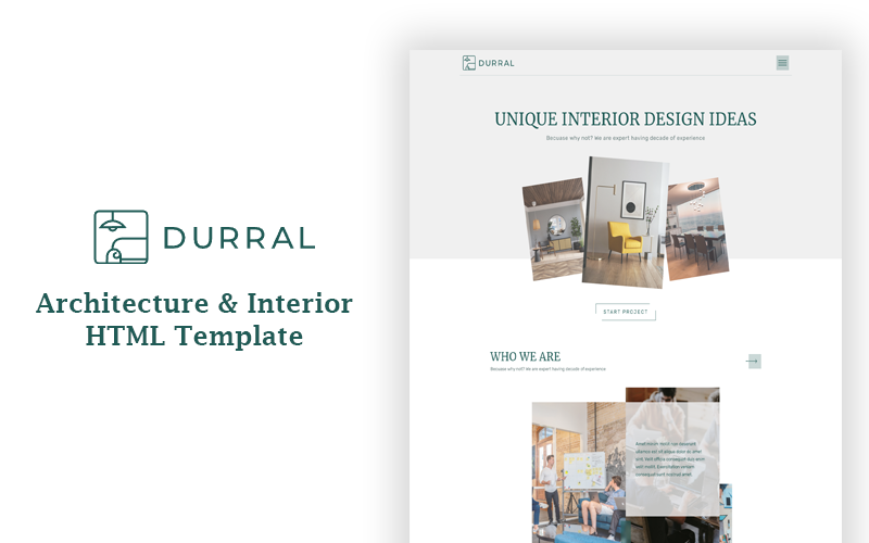 Durral – HTML-mall för arkitektur och inredning