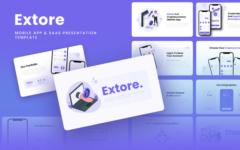 Extore - 移动应用和 SAAS 谷歌幻灯片模板