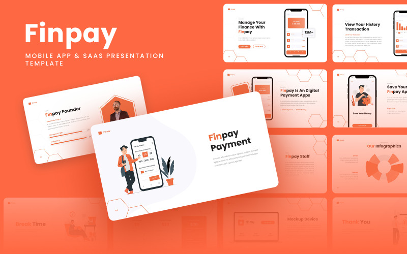 Finpay – mobilní aplikace a SAAS šablona Google Slides