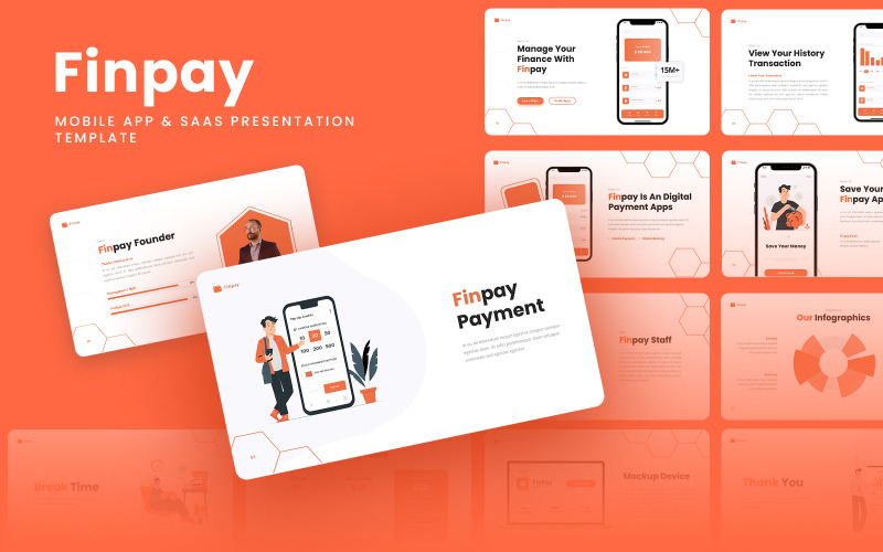 Finpay — мобильное приложение и шаблон SAAS Google Slides