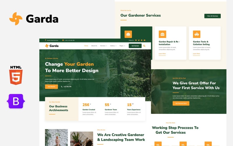 Garda - Modèle de site Web HTML5 Bootstrap pour les services de jardinage