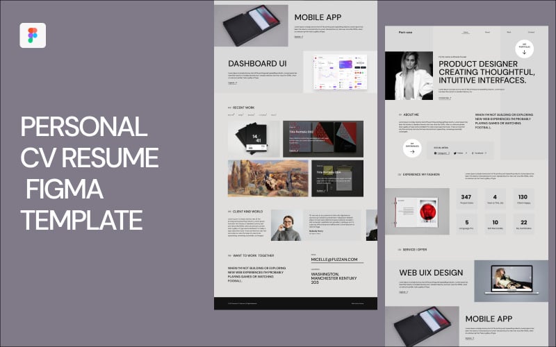 Личное резюме Резюме Figma Template