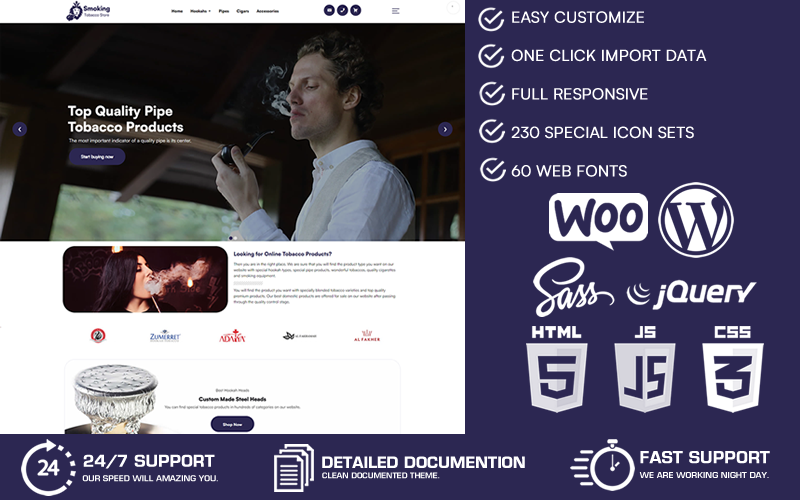 Palenie - Sklep tytoniowy Motyw WordPress WooCommerce