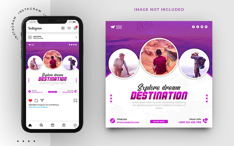 Дизайн шаблона туристического баннера в социальных сетях