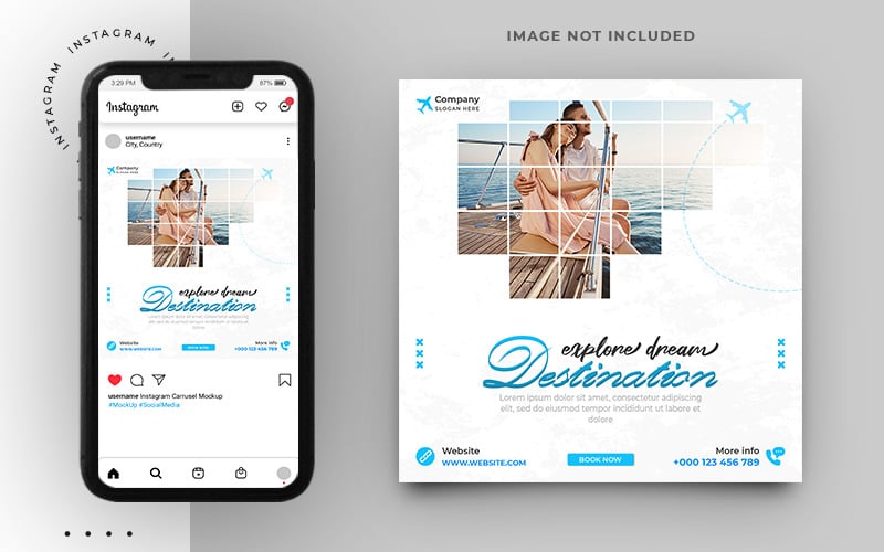 Туризм и путешествия в социальных сетях Instagram Post Banner Template Design