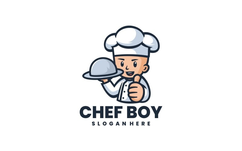 Logo de dessin animé de mascotte de garçon de chef