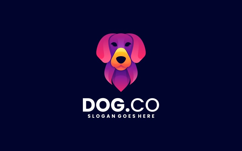 Sjabloon voor logo met gradiënt voor honden 2