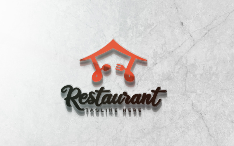 Dům Lžíce Vidlička Restaurace Logo Design Pro Jídlo