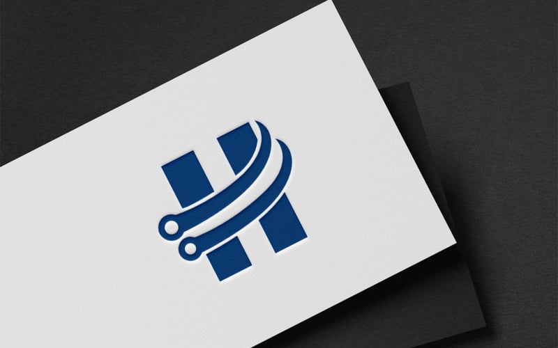 H brief en technologie Logo ontwerpsjabloon