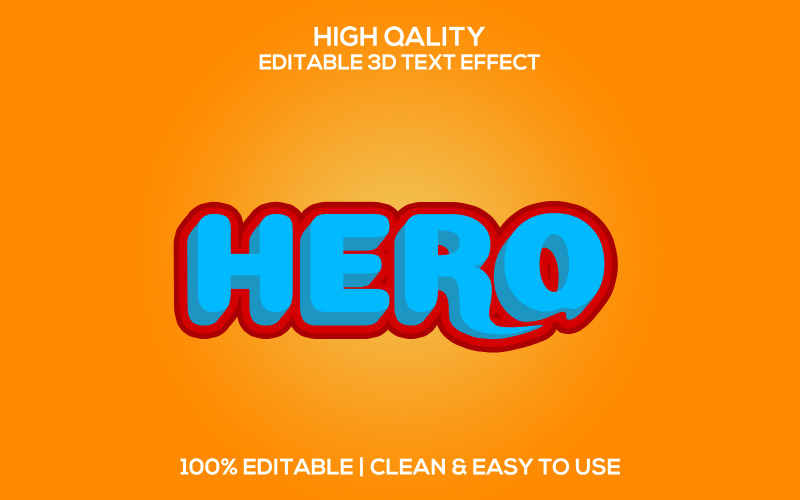 Hjälte | 3D Hero Text Style | Hero Editable Psd Text Effect | Modern Hero Psd Font Style