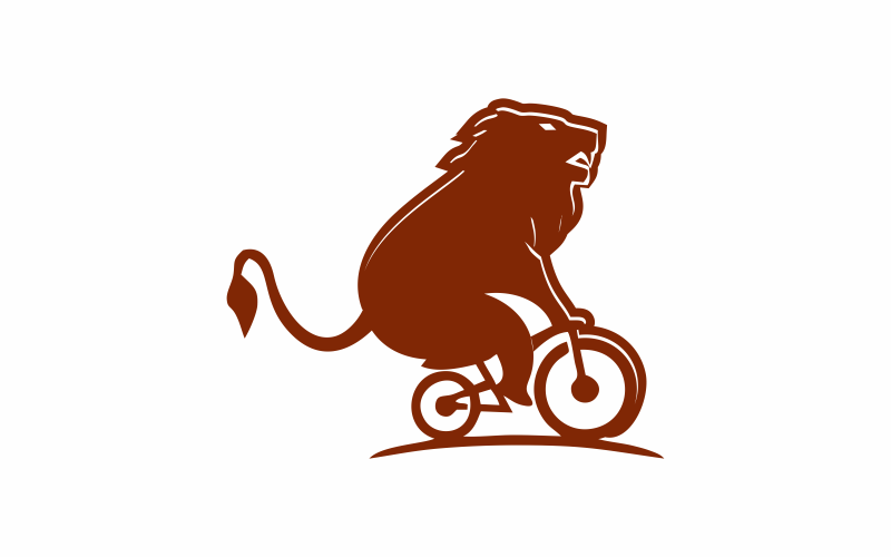 Modèle de logo de vélo de lion
