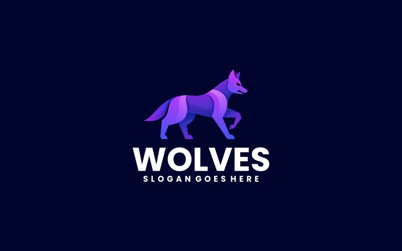 Wolf gradiënt kleurrijk logo sjabloon