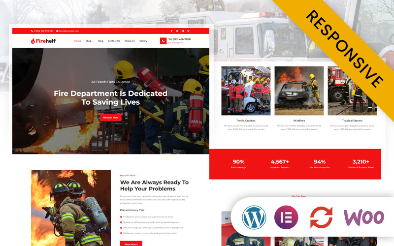 Firehelf – тема WordPress Fire Department Elementor