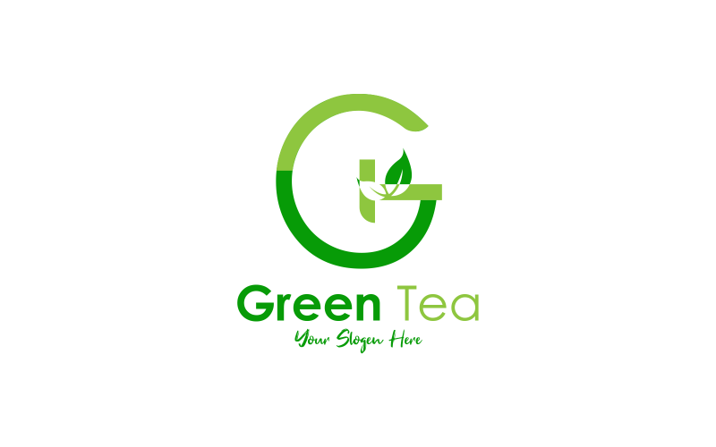Логотип зеленого чая/натуральный чай/травяной чай