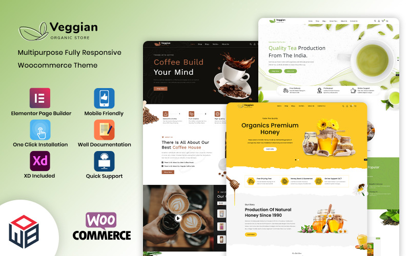 Veggian - Herbal Tea, Coffee & Honey Multipurpose WooCommerce 模板