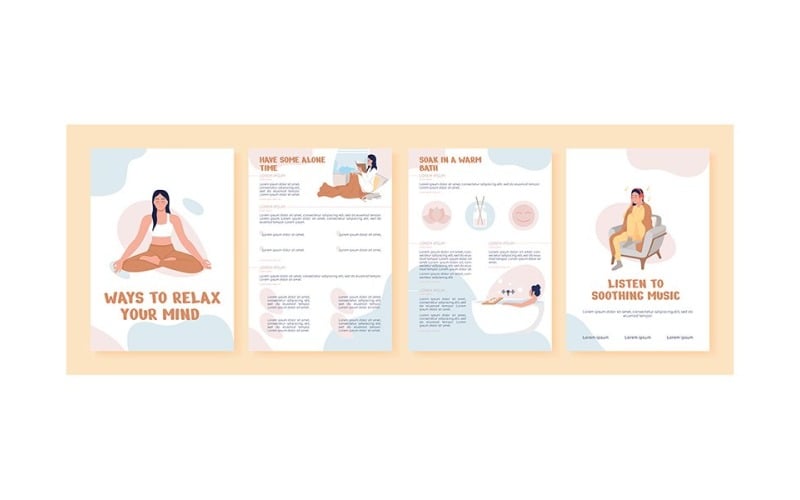 Ways to relax your mind flat vector brochure template