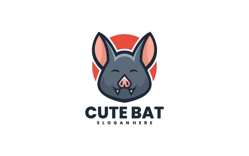 Schattig vleermuis eenvoudig mascotte-logo-ontwerp