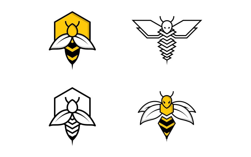 Wektor logo zwierząt pszczół miodnych V5