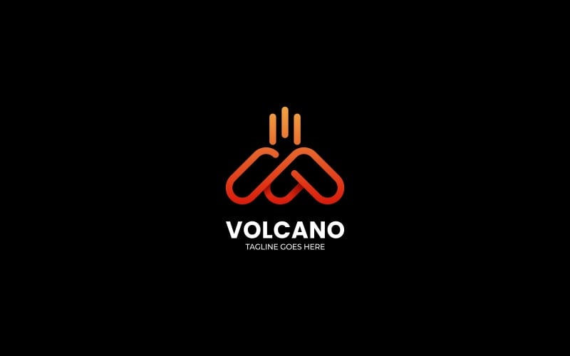 Logo de dégradé d'art de ligne de volcan