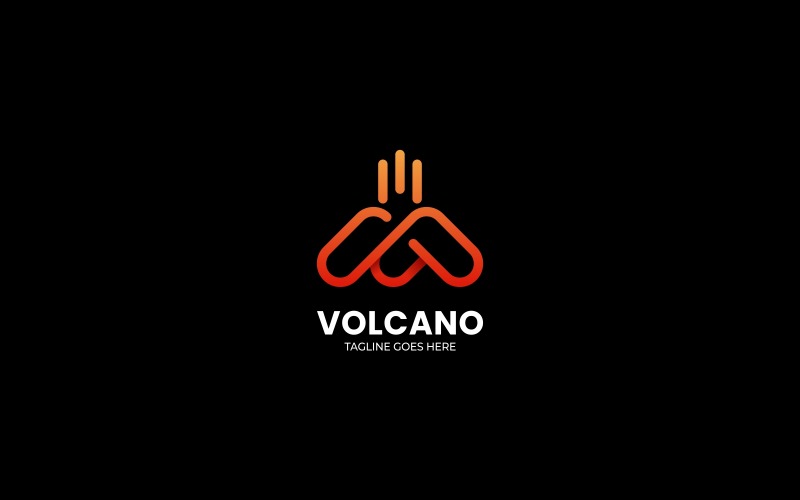 Logotipo gradiente de arte de linha do vulcão