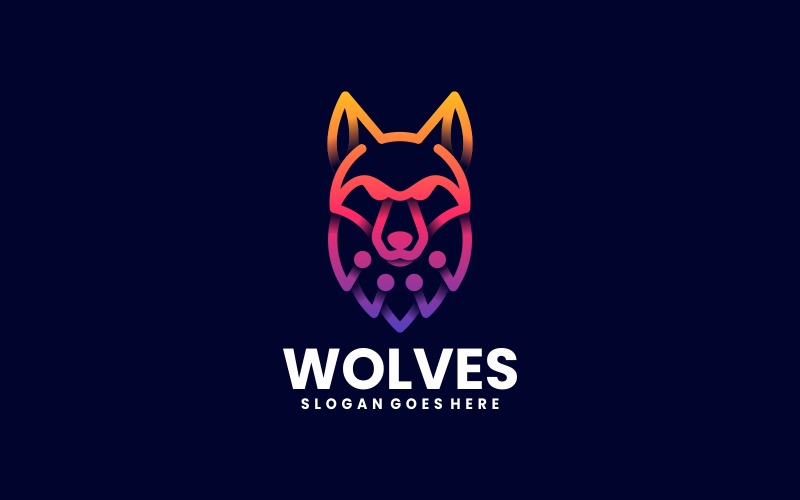 Wolf lijntekeningen kleurrijk logo